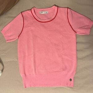 New J Pink Short Sleeve Women's Sweater Tee